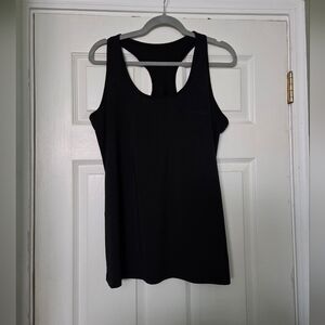 Black Athletic Racerback Tank Top Gym Workout Athleisure Size XL Fitted